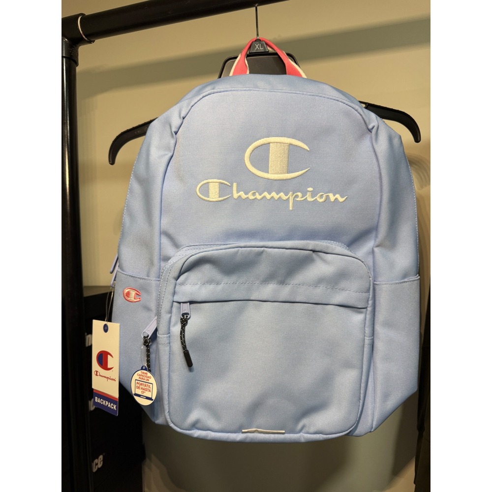 Champion Light Blue / pink Backpack 17 inch Laptop Sleeve Kids School Bag New